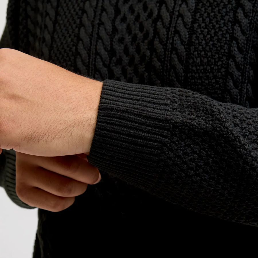 E1101 Jack & Jones Cable Knit Jumper (Black)