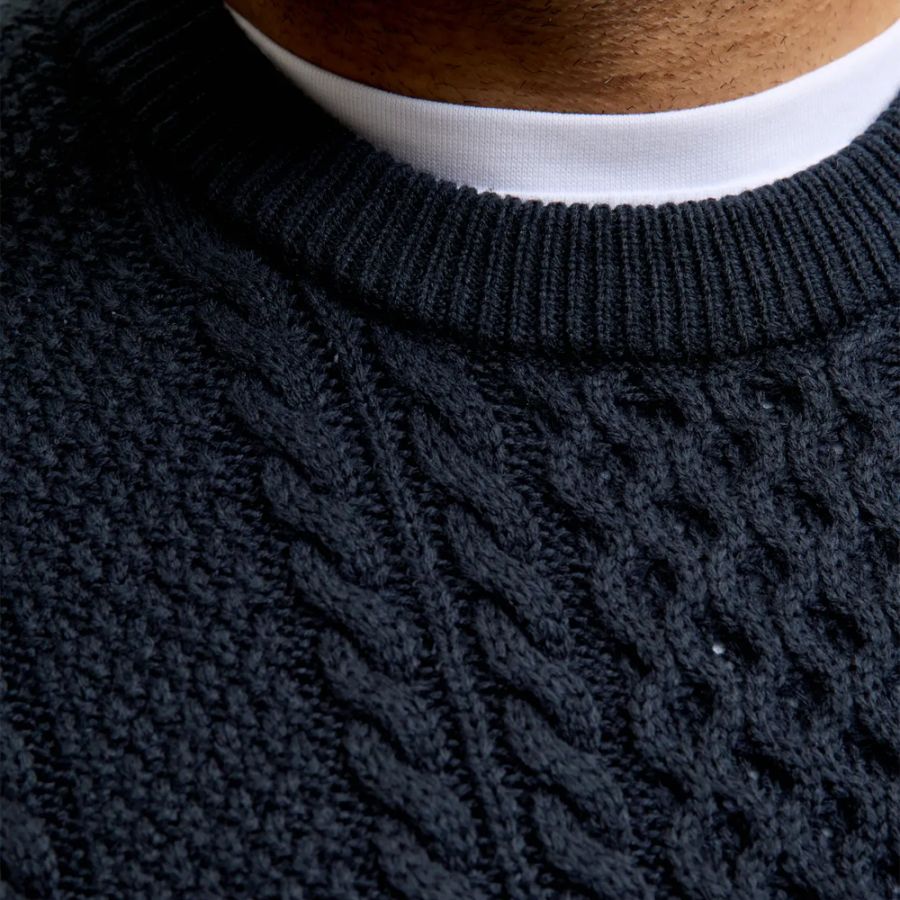 E1101 Jack & Jones Cable Knit Jumper (Navy)
