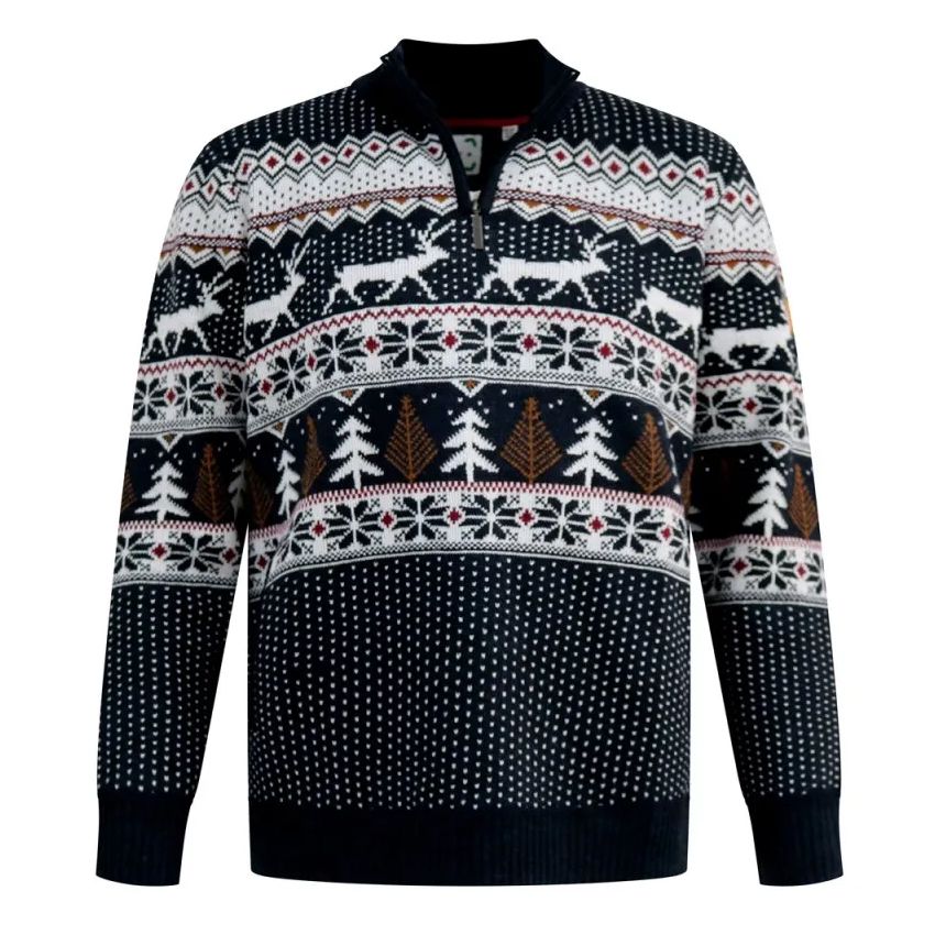 E1112 D555 1/4 Zip Knitted Christmas Jumper