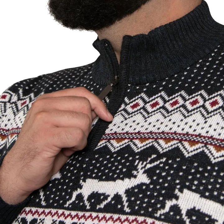 E1112 D555 1/4 Zip Knitted Christmas Jumper