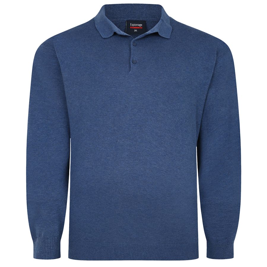 E957 Espionage Knitted Polo Jumper (Denim)