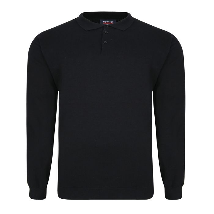 E957 Espionage Knitted Polo Jumper (Black)