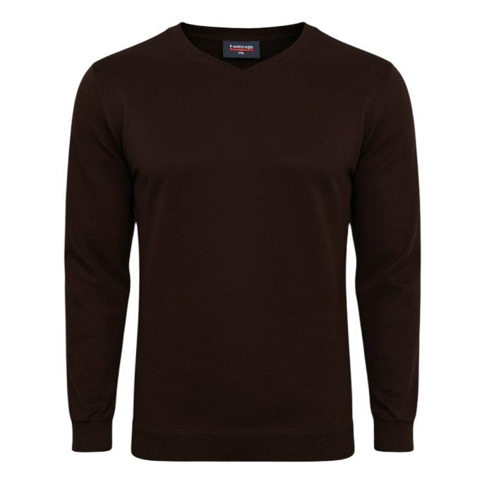 E958 Espionage V Neck Jumper (Dark Brown)