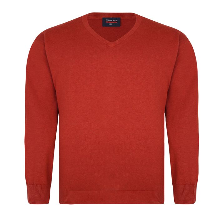 E958 Espionage V Neck Jumper (Burnt Orange)