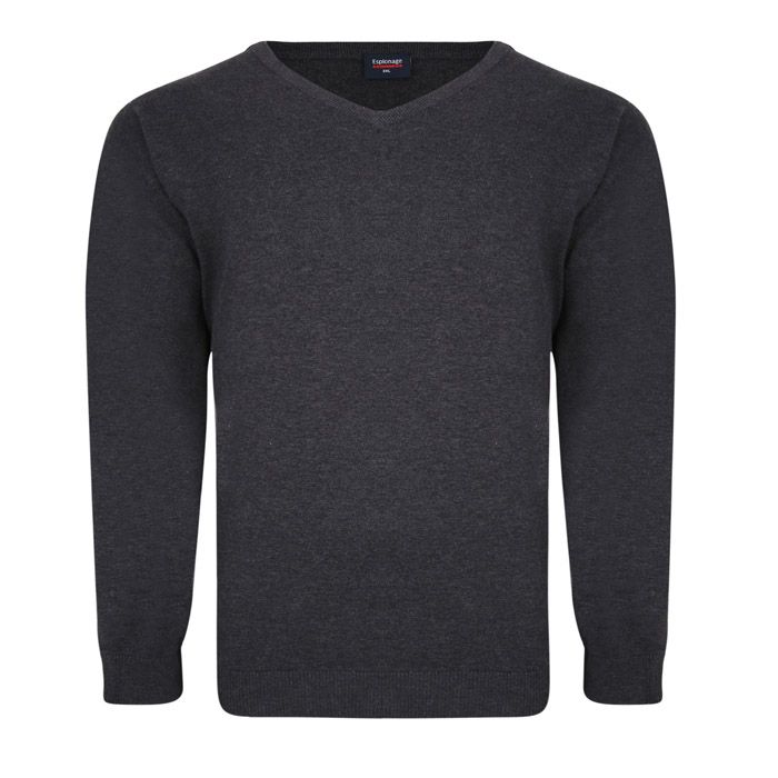 E958 Espionage V Neck Jumper (Charcoal)