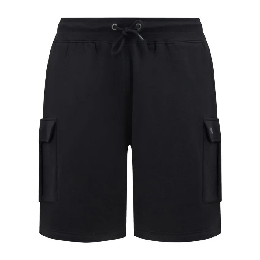 F1520 D555 Elasticated Waist Fleece Cargo Shorts (Black)