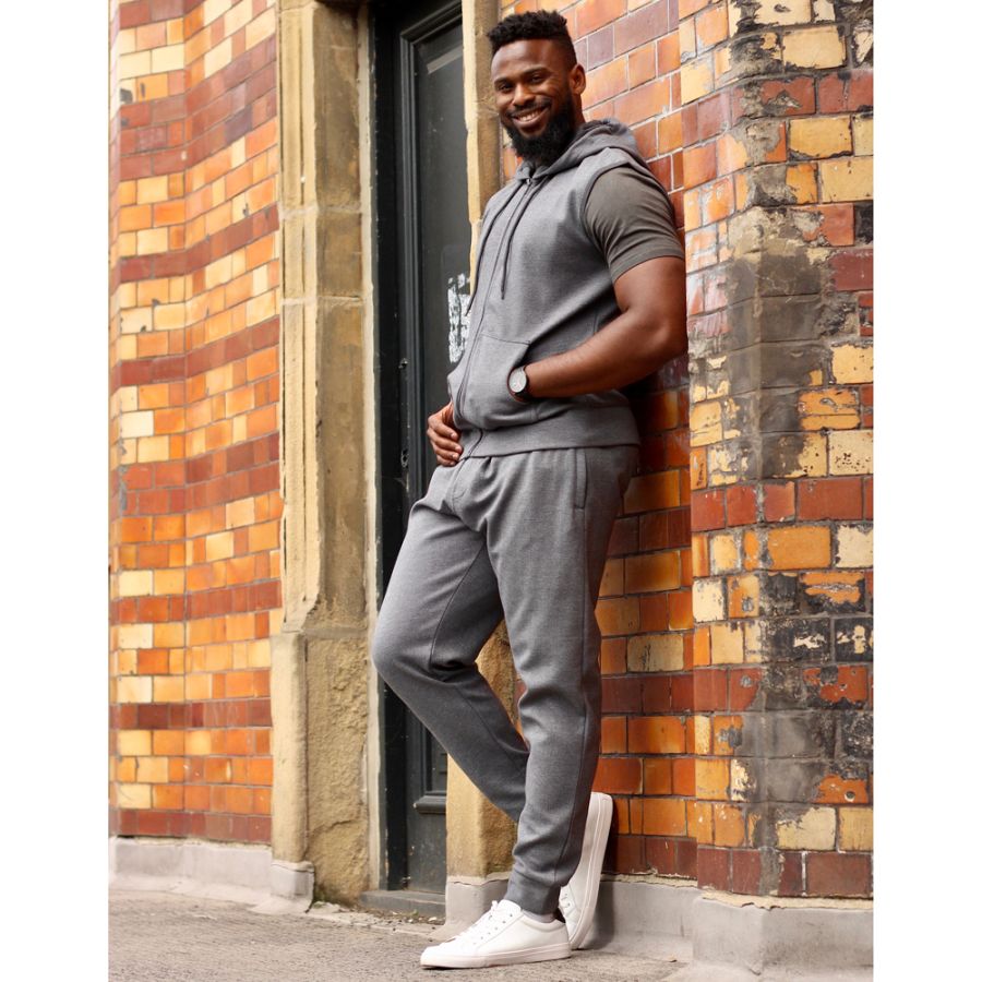 F1522 Kam Textured Interlock Cuff Joggers (Charcoal)