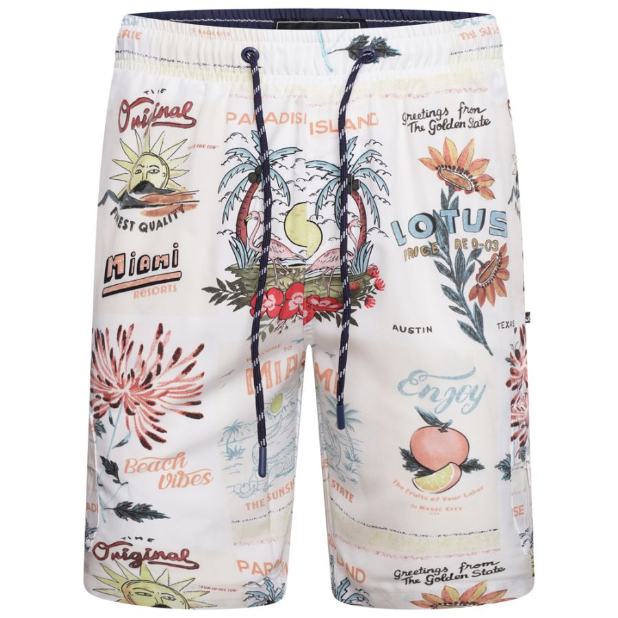 F1532 Kam Miami Graphic Printed Stretch Swim Shorts