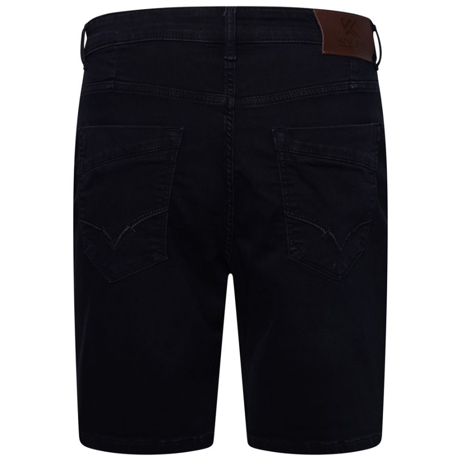 F1534 Kam Elastic Waist Denim Shorts (Black)