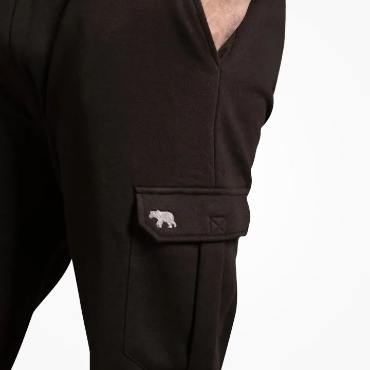 F1549 D555 Cargo Pocket Cuff Joggers (Black)