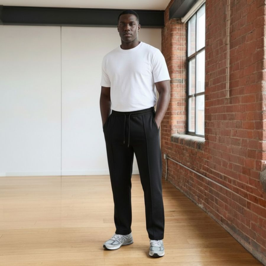 F1551 Ed Baxter Pleated Front Open Hem Joggers