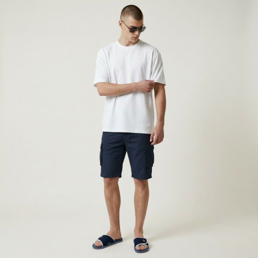 F1569XT Tall Fit Mish Mash Stretch Cargo Chino Shorts (Navy)