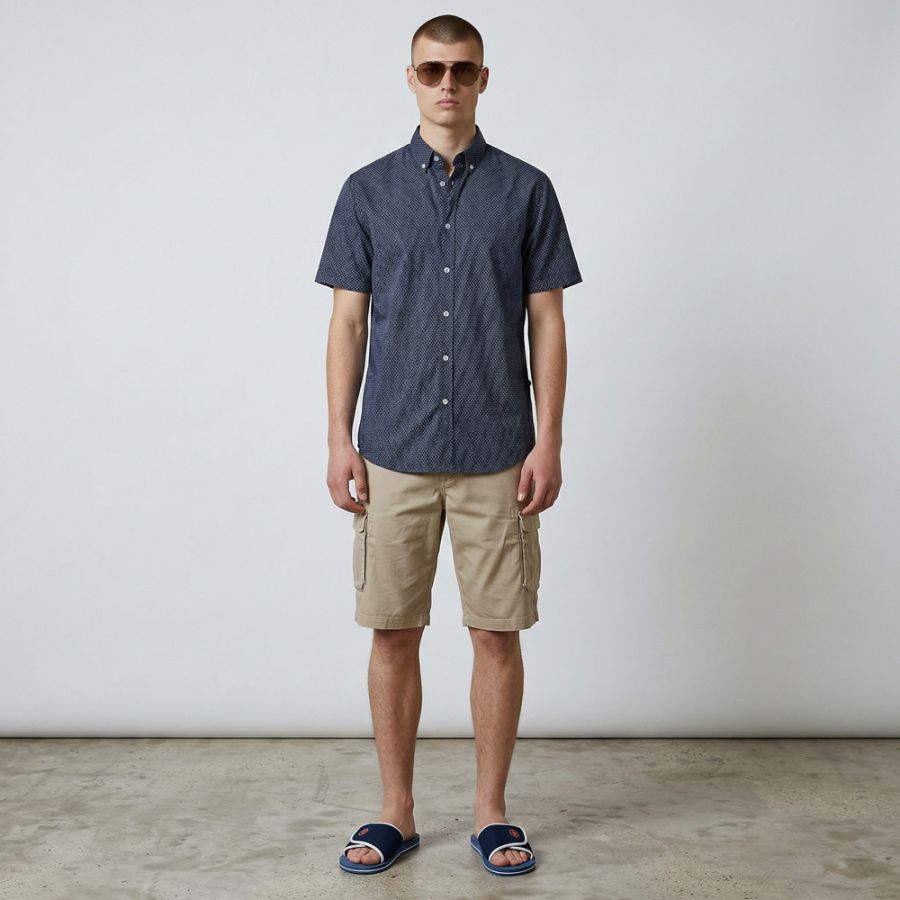 F1569XT Tall Fit Mish Mash Stretch Cargo Chino Shorts (Stone)