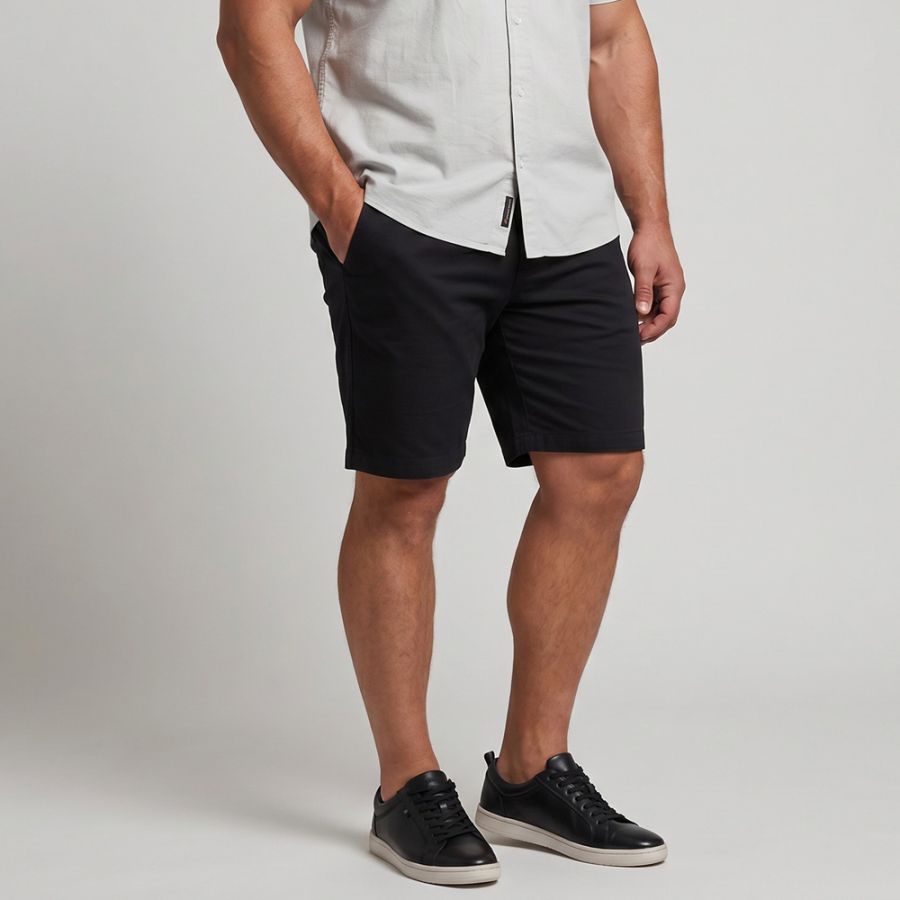 F1586 Ed Baxter Under Belly Fit Stretch Chino Shorts (Black)