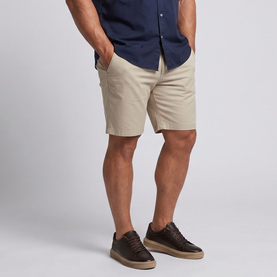 F1586 Ed Baxter Under Belly Fit Stretch Chino Shorts (Cream)