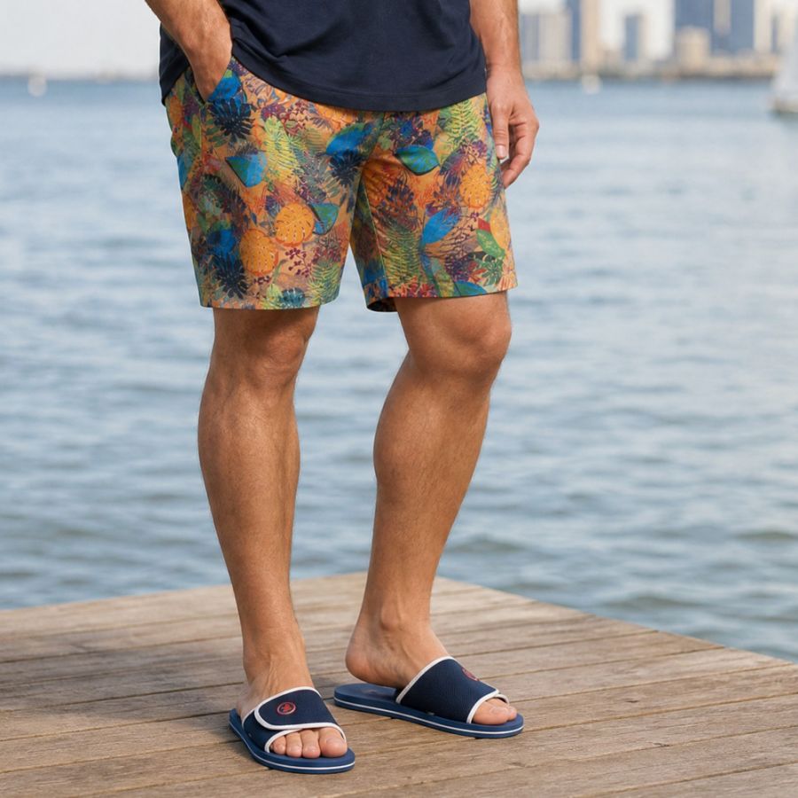 F1588 Espionage Tropical Leaf Swim Short