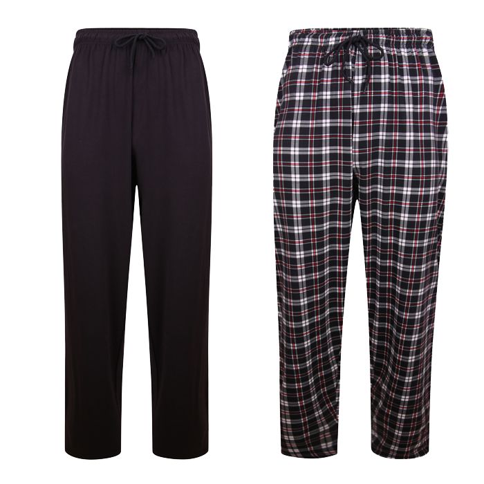 G1092 John Banks Twin Pack Check/Plain Lounge Trousers