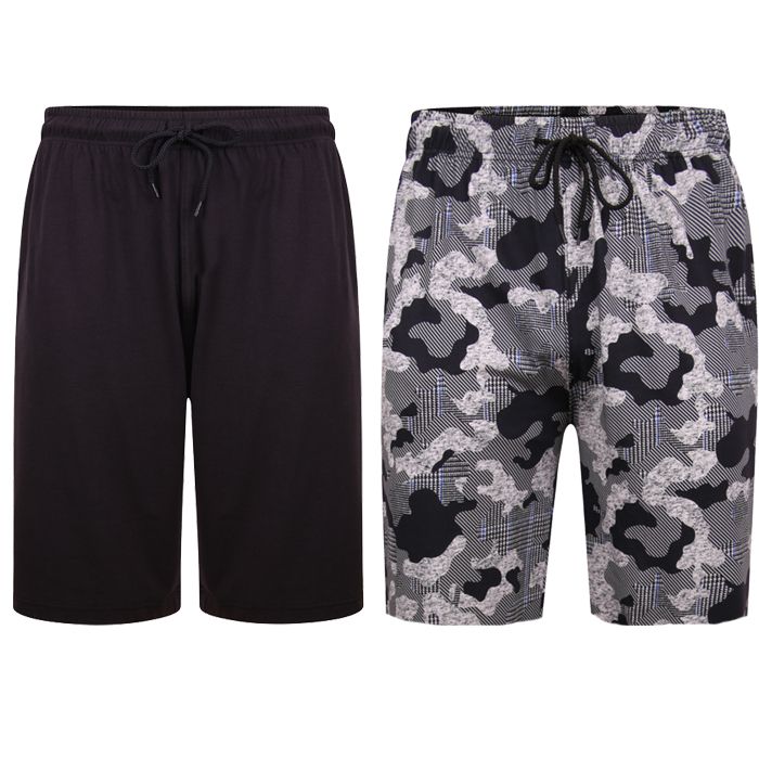 G1095 John Banks Twin Pack Camo/Plain Lounge Shorts