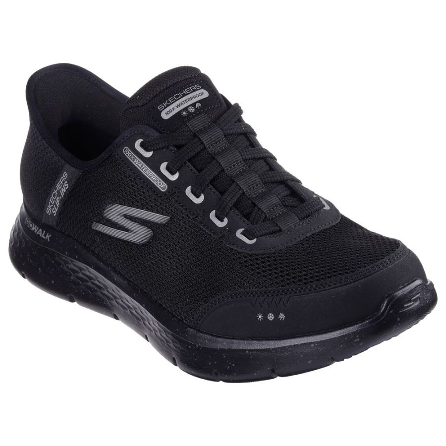 H1886 Skechers Slip-ins, GoWalk Flex Waterproof Trainers (Black)