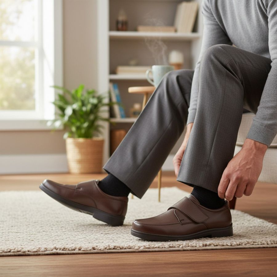 H920 Roamers Velcro Extra Wide Shoe (Brown)