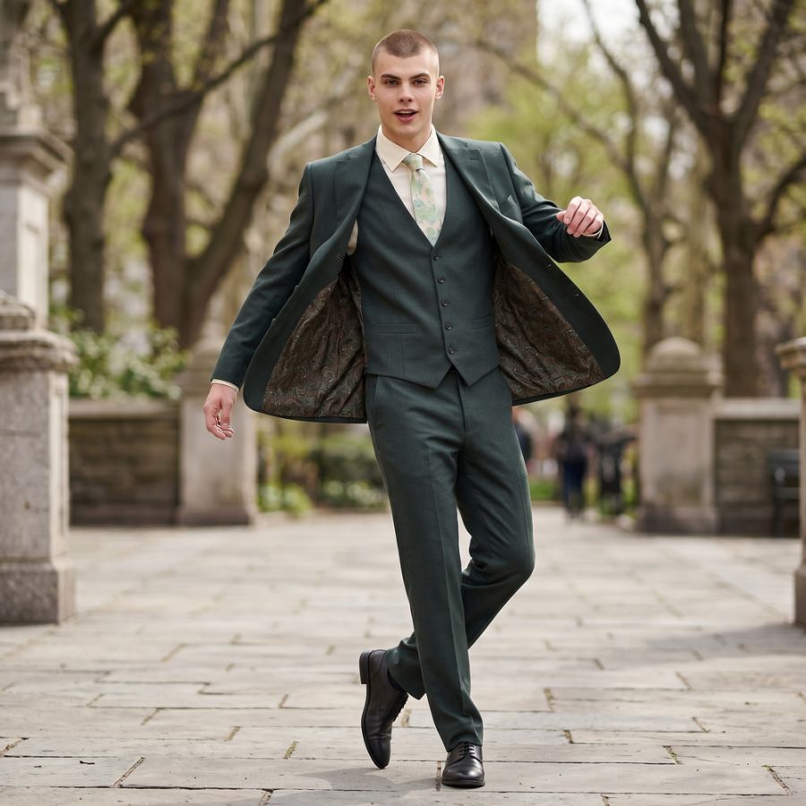 B1083XT Tall Fit Skopes Harcourt Green Tweed Suit Trousers