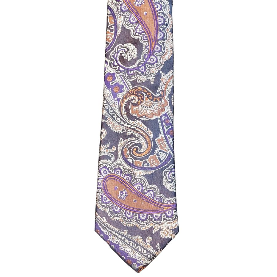J18392 Col K XL Silk Tie (Orange/Purple)