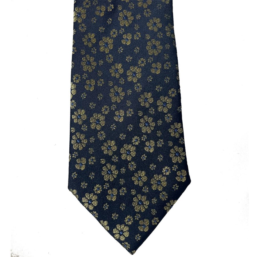 KH01653 Col 2  Polyester Tie Navy/Gold