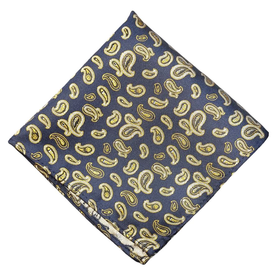 KH02269 Col 5 Polyester Pocket Square Navy/Gold