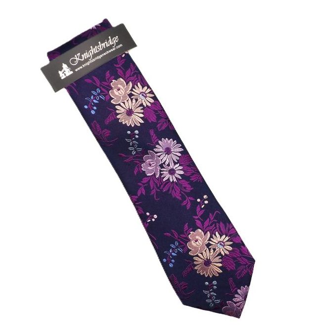 KM6218BL Silk Extra Long Tie (Purple)