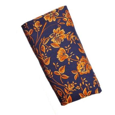 KX0838BL Silk Pocket Square (Navy/Orange)