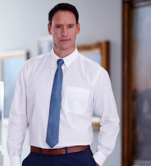 A9254L Long Sleeve Oxford Shirt (White)