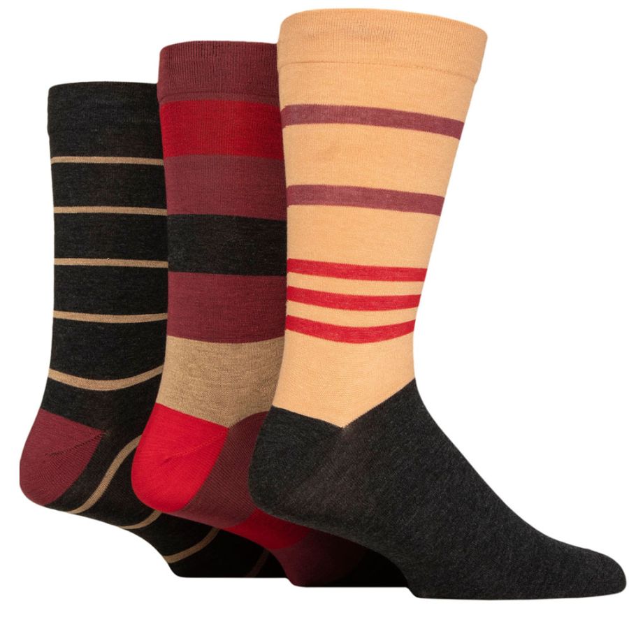X928 Comfort Cuff Bamboo Striped Socks Upto size 14 (Sesame)