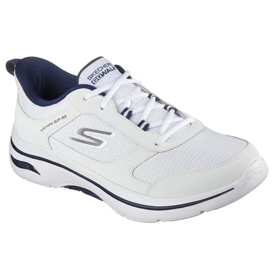 H1924 Skechers Go Walk Arch Fit 2.0 Seared Trainers (White/Navy)