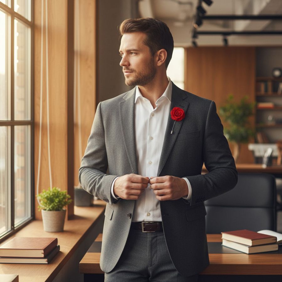 X1002 Dalaco Flower Lapel Pin (Red)