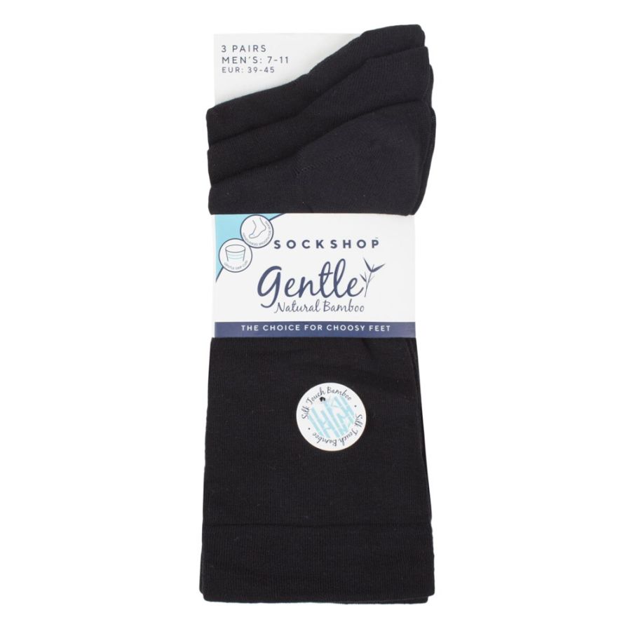 X755 Comfort Cuff Bamboo Plain Socks upto size 14 (Black)