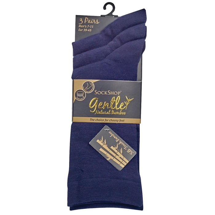 X755 Comfort Cuff Bamboo Plain Socks upto size 14 (Navy)