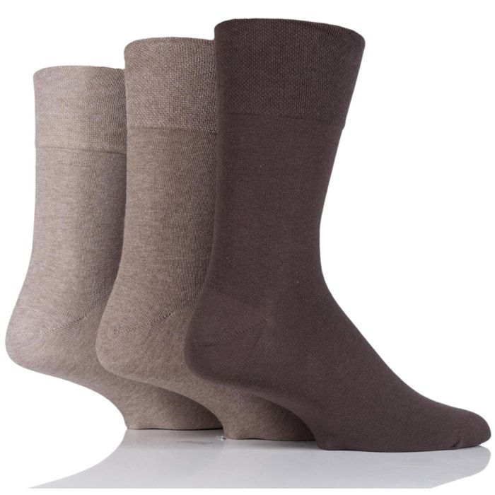 X851 Gentle Grip Diabetic Sock 3 Pair Pack (Mix Brown Pack)