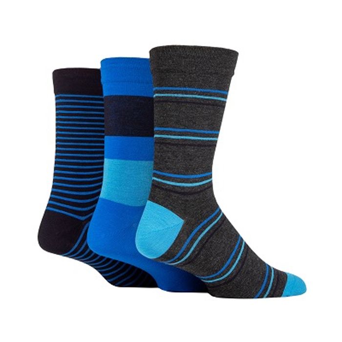 X875 Comfort Cuff Bamboo Striped Socks Upto size 14