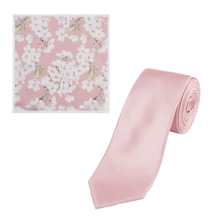 TA8776 Skopes Tie & Floral Printed Pocket Square Set