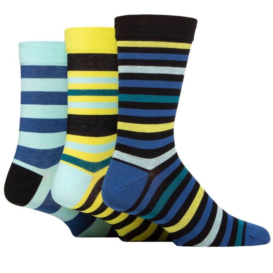 X921 Comfort Cuff Bamboo Striped Socks Upto size 14