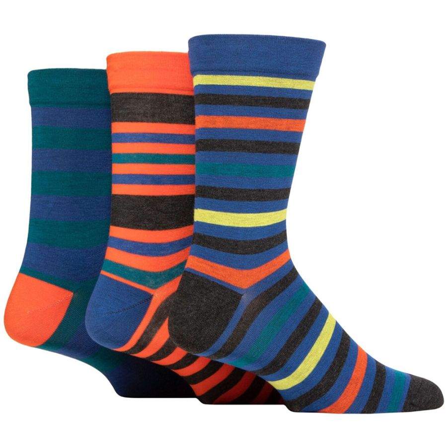 X922 Comfort Cuff Bamboo Striped Socks Upto size 14