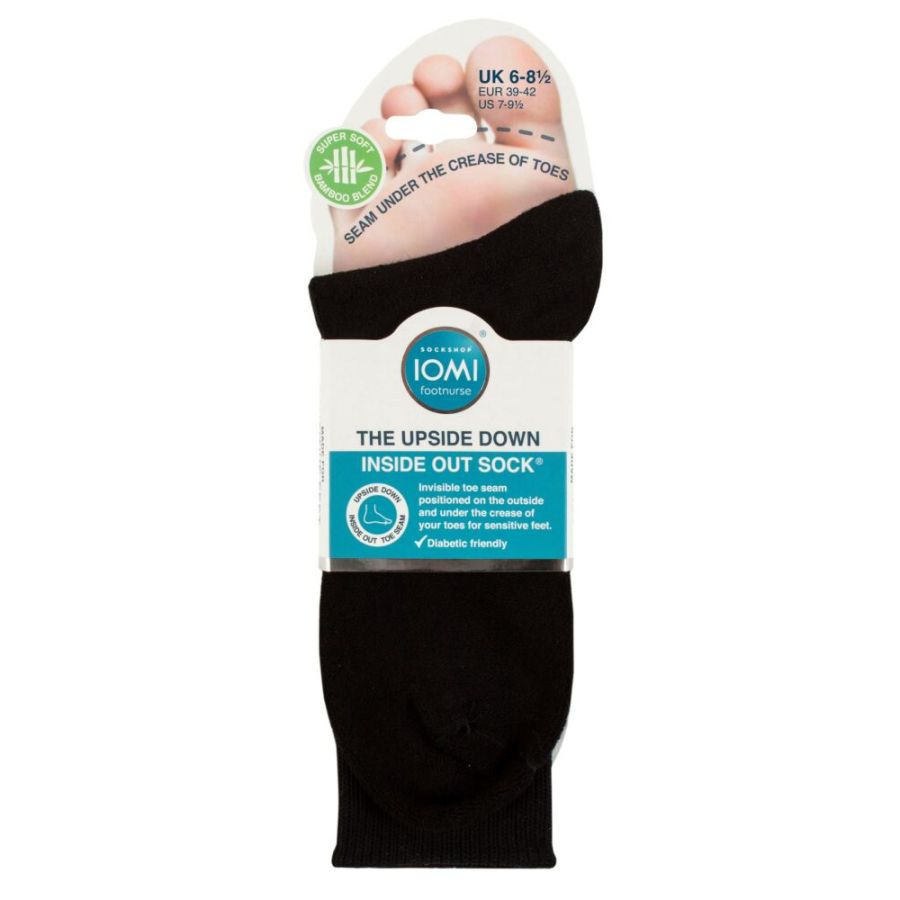 X925 Mens Inside Out Upside Down Diabetic Bamboo Sock