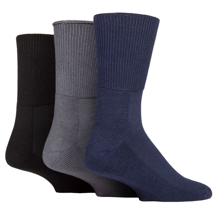 X927 IOMI Triple Pack Bamboo Diabetic Socks (Mix Blk/Nvy/Grey)