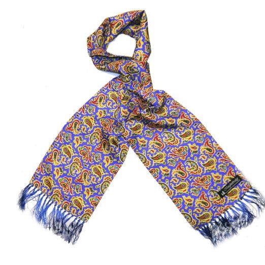 X936 Knightsbrige Blue/Red/Yellow Paisley Silk Aviator Scarf