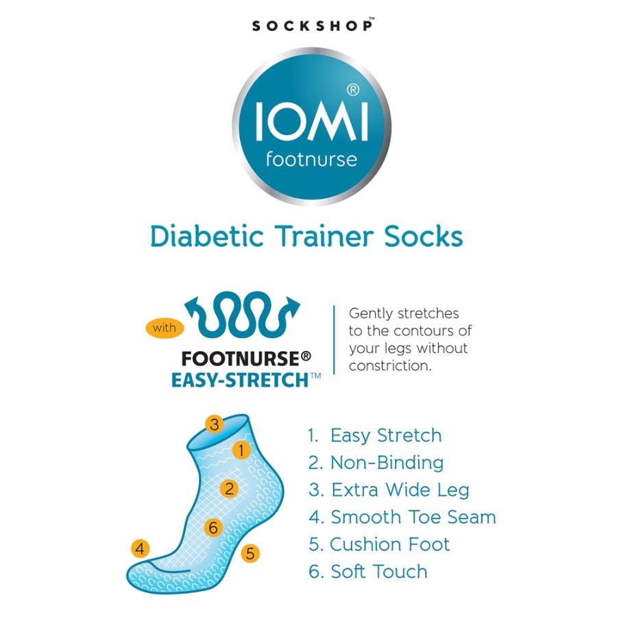 X963 IOMI 3 Pair Diabetic Trainer Socks (White)