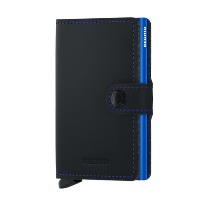 X970 Secrid Mini Leather Wallet RFID Cardprotector (Black/Blue)