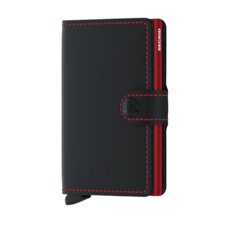 X970 Secrid Mini Leather Wallet RFID Cardprotector (Black/Red)