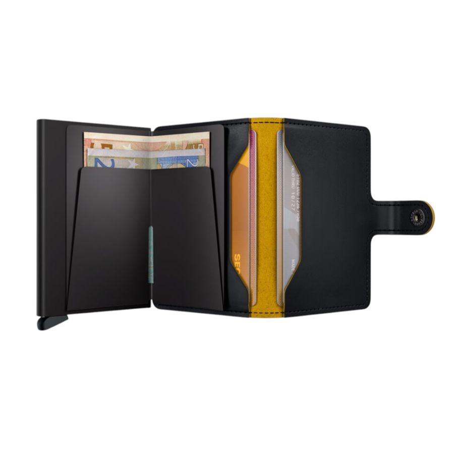 X970 Secrid Mini Leather Wallet RFID Cardprotector(Black/Yellow)