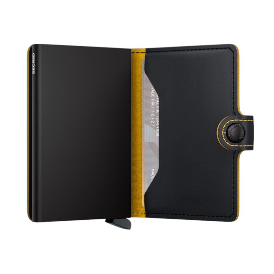 X970 Secrid Mini Leather Wallet RFID Cardprotector(Black/Yellow)