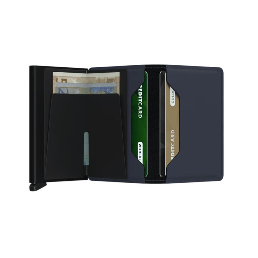 X971 Secrid Slim Leather Wallet RFID Cardprotector (Navy)